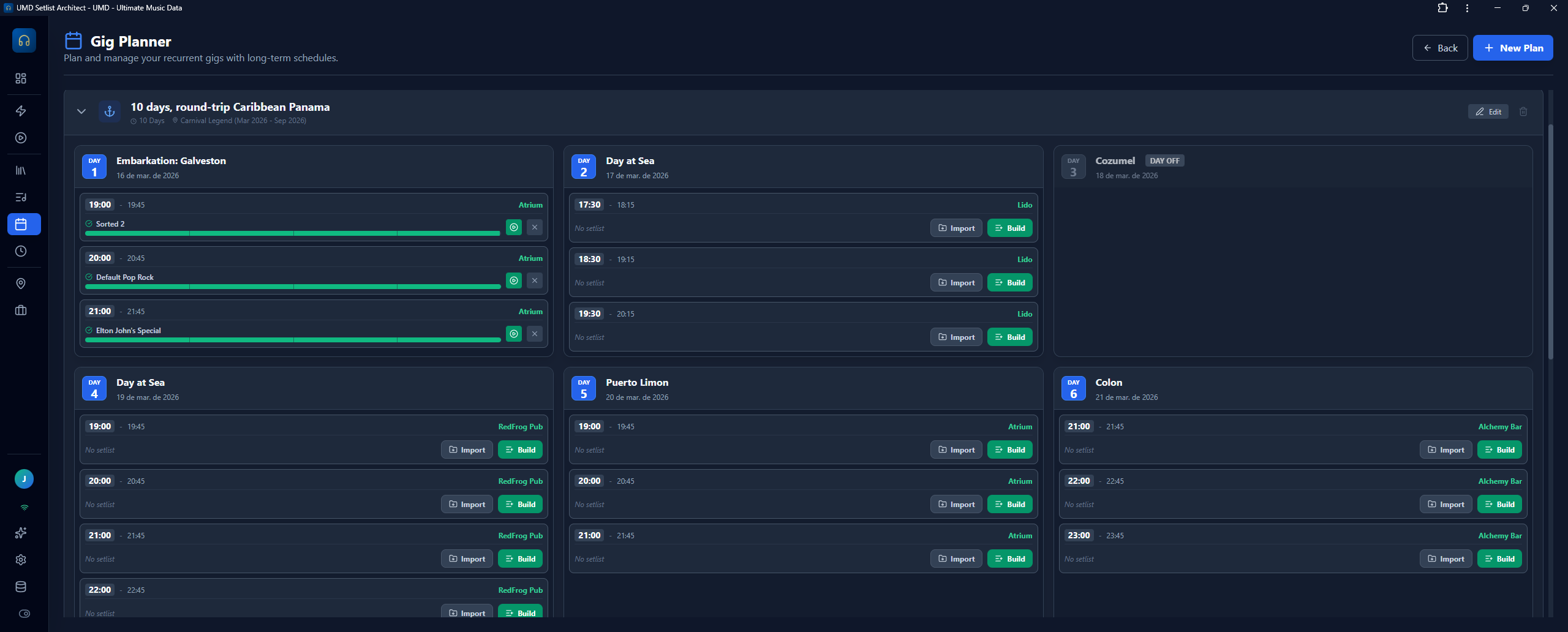 Gig & Cruise Planner